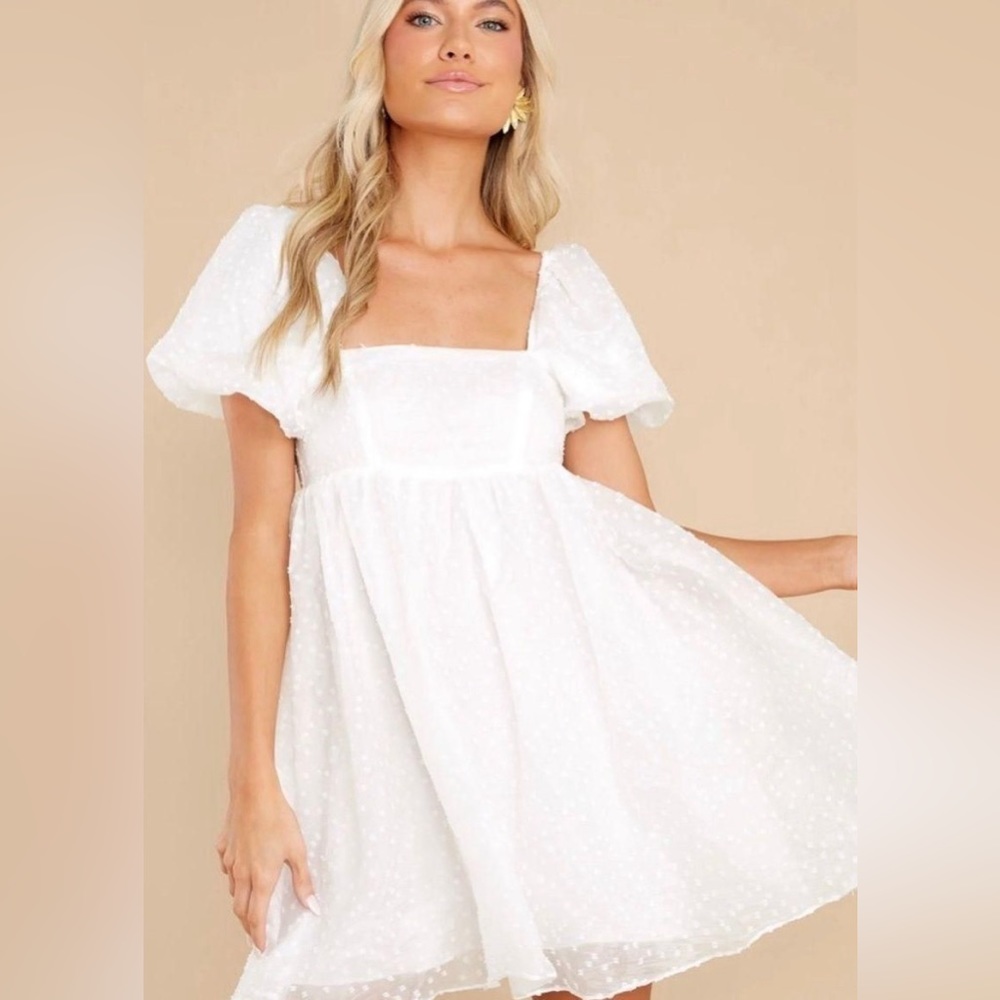 White Puff Sleeve Babydoll Dress Storia